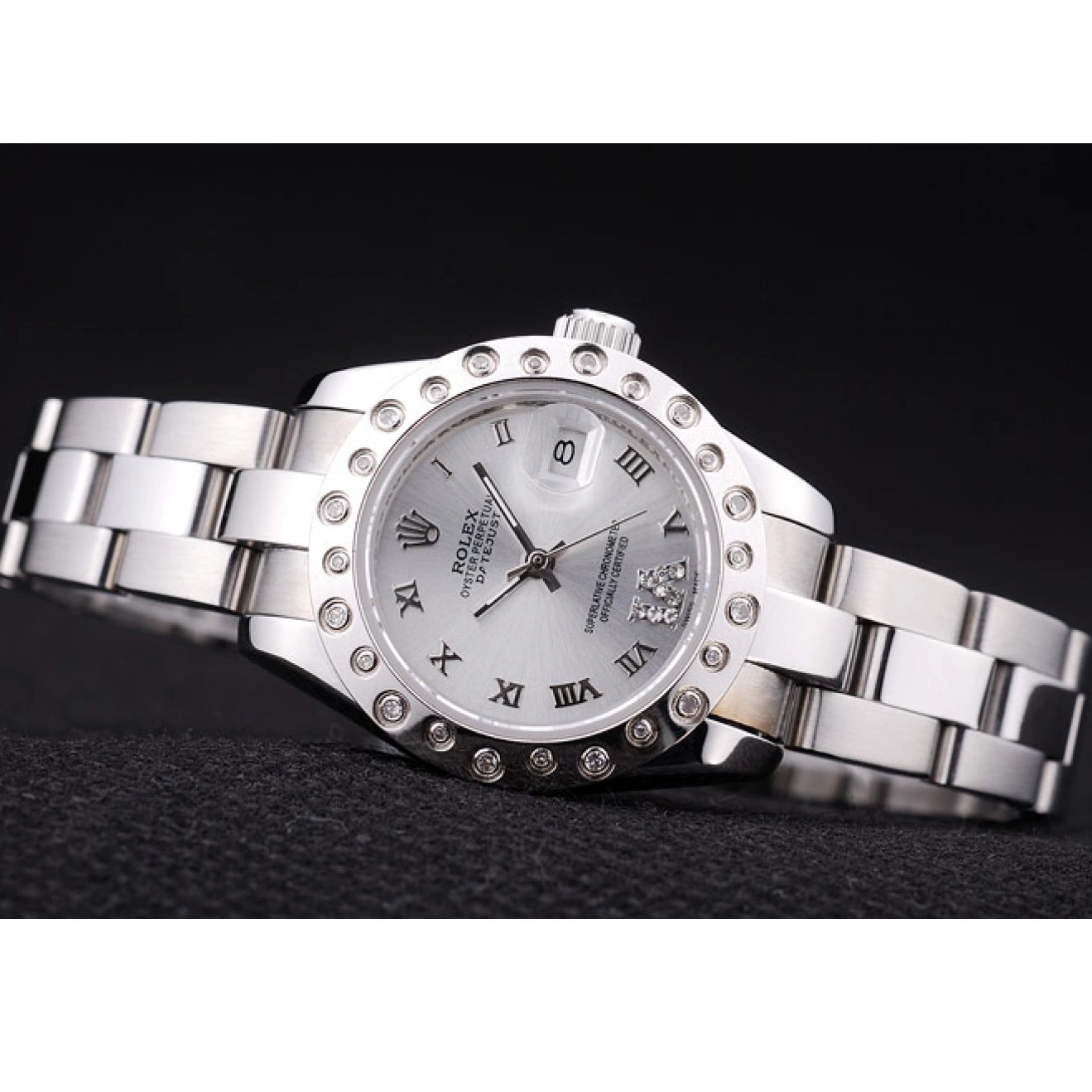 AAA Replica Watches Polished Silver 7474 Dial Silver Bezel Datejust Rolex Diamonds 0615